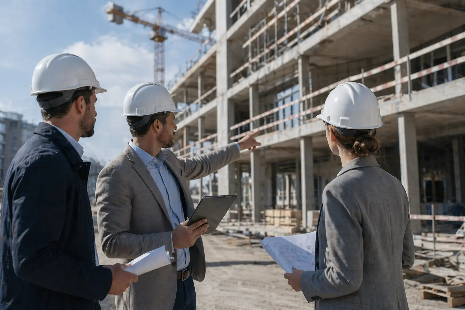 Maîtrise d'œuvre en réunion de chantier avec contrôle visuel du projet
